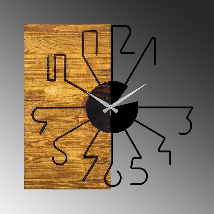 Wallity Reloj de pared decorativo de madera Nogal y Negro